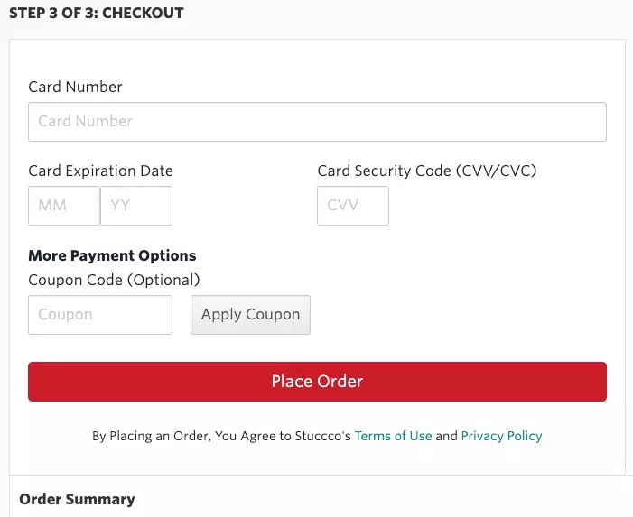 Stuccco checkout page