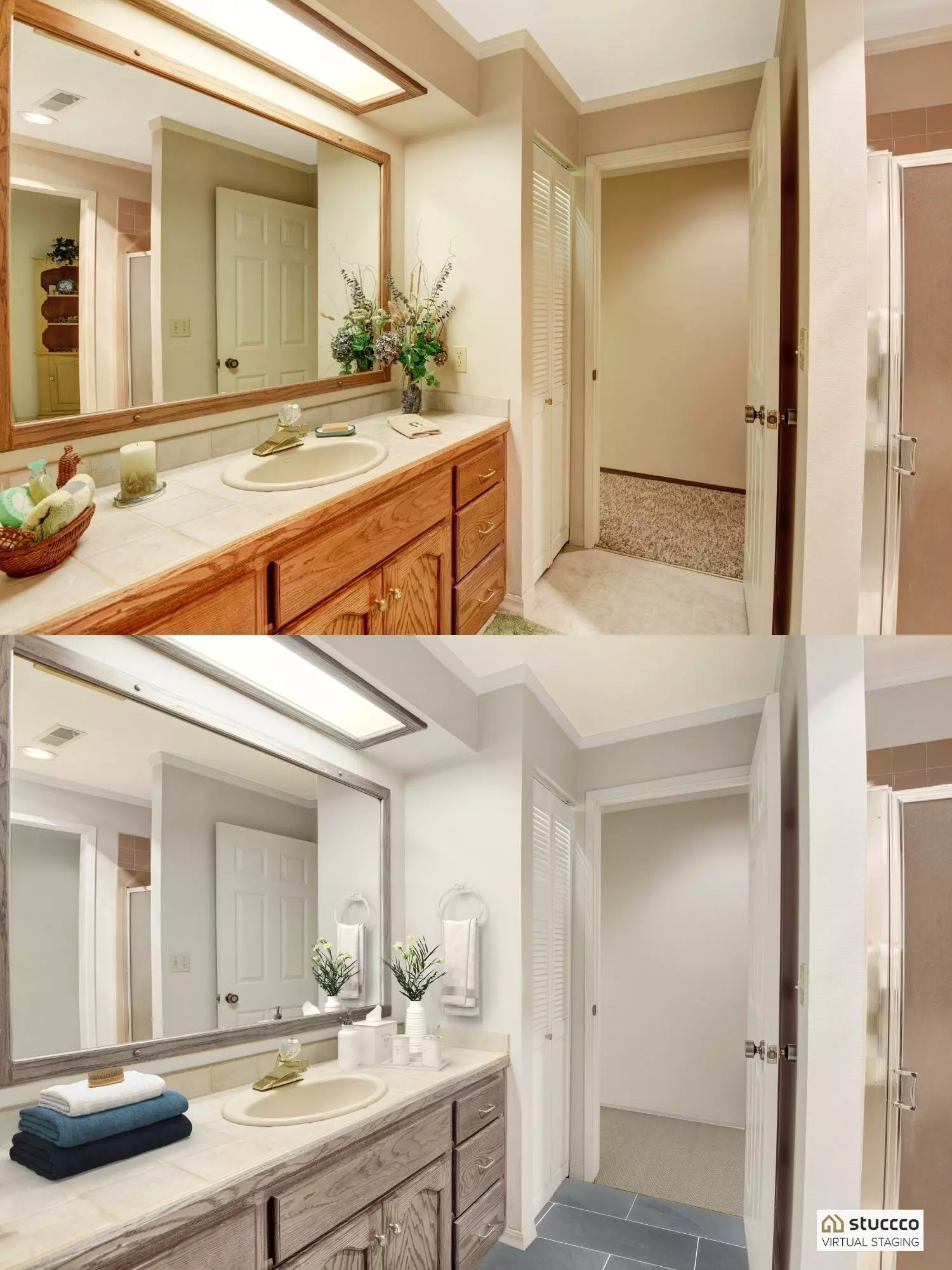 bathroom before and after virtual home staging
