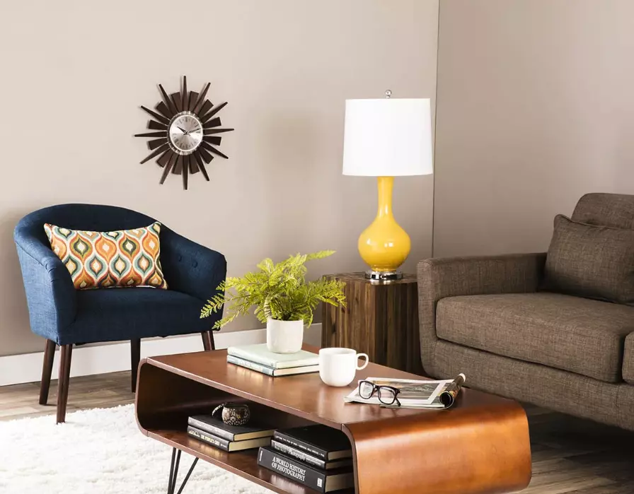 mid-century modern furniture and accent colors