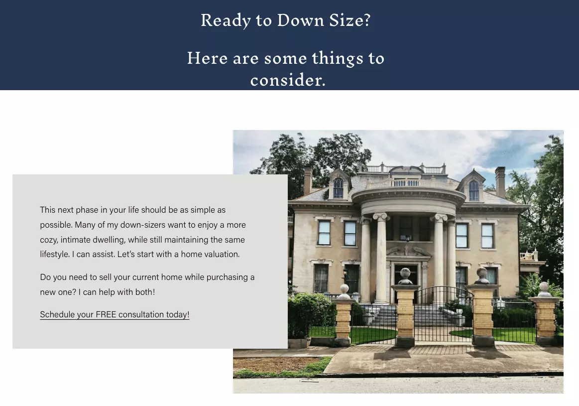 Example website marketing for agents and real estate teams