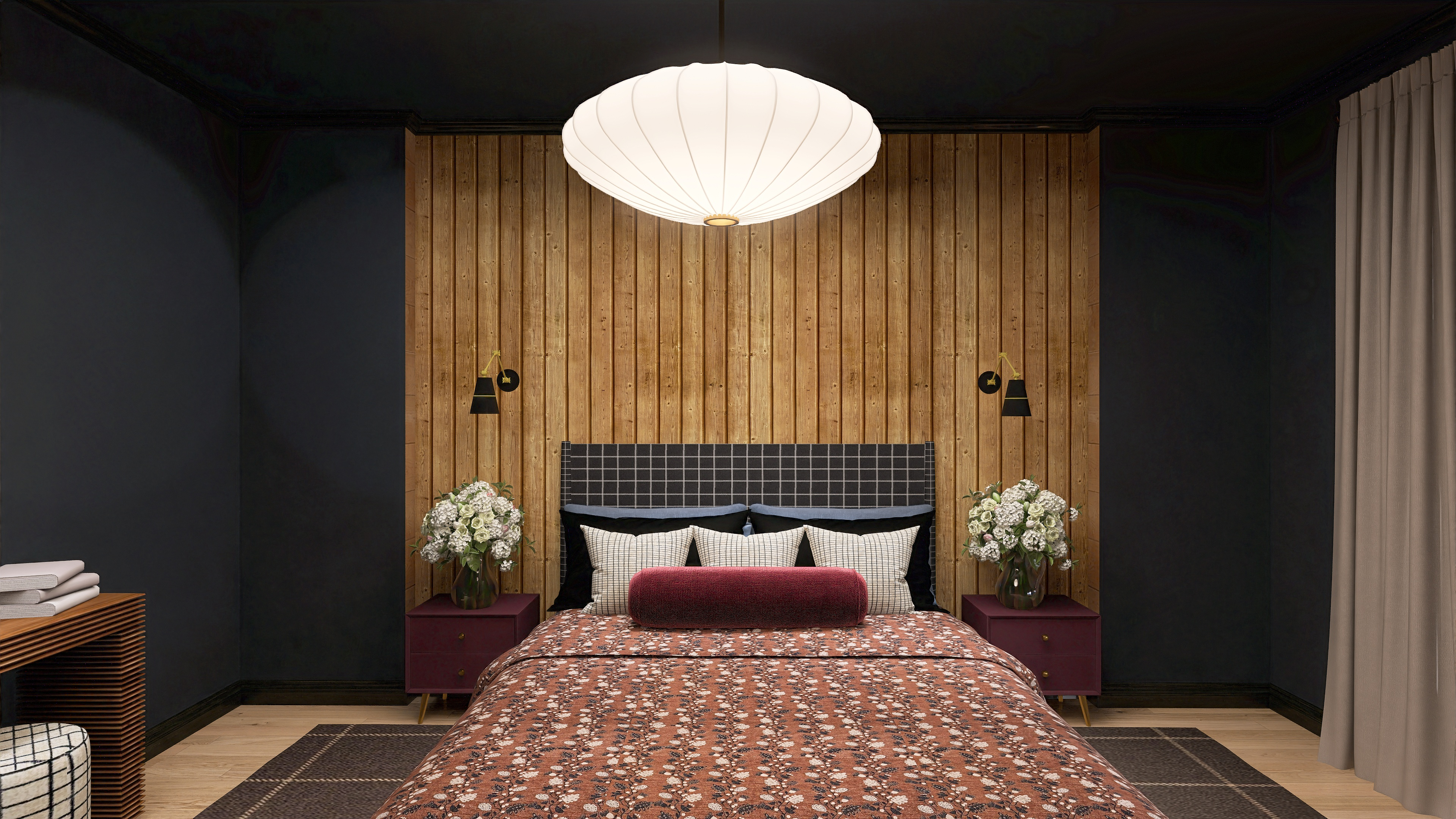 Moody Patterned Bedroom