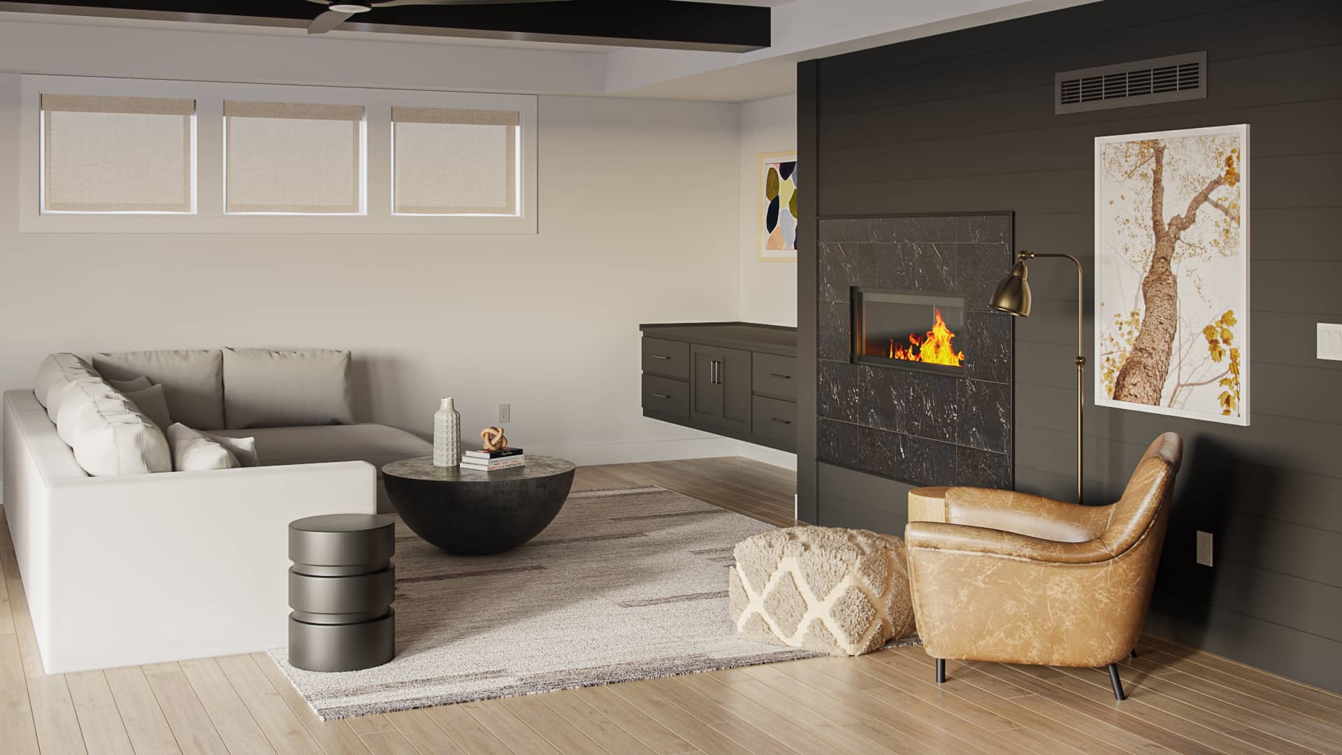 black and white scandinavian living room